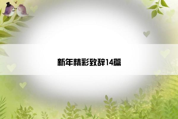 新年精彩致辞14篇