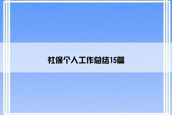 社保个人工作总结15篇