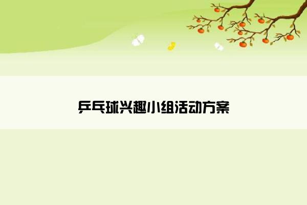 乒乓球兴趣小组活动方案