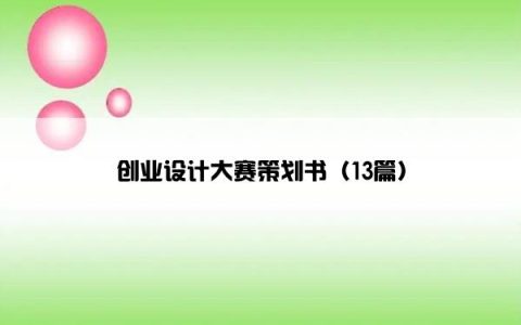 创业设计大赛策划书（13篇）