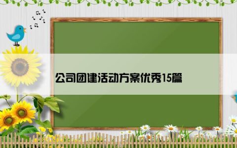 公司团建活动方案优秀15篇