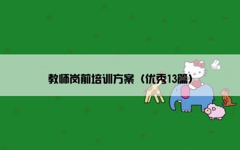 教师岗前培训方案（优秀13篇）