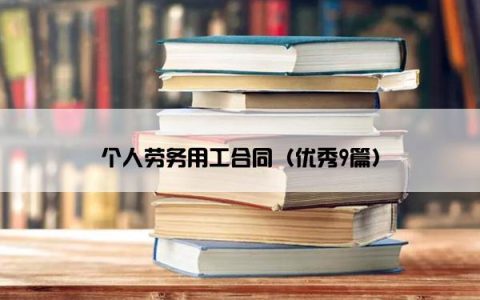 个人劳务用工合同（优秀9篇）