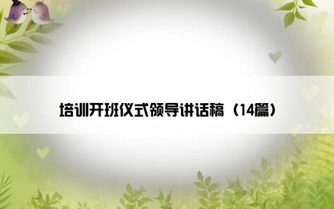 培训开班仪式领导讲话稿（14篇）