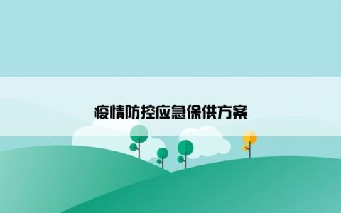 疫情防控应急保供方案