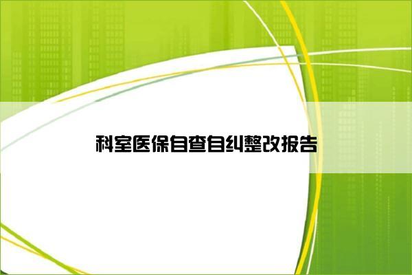 科室医保自查自纠整改报告