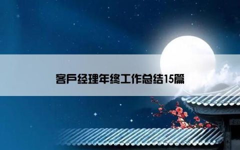 客户经理年终工作总结15篇