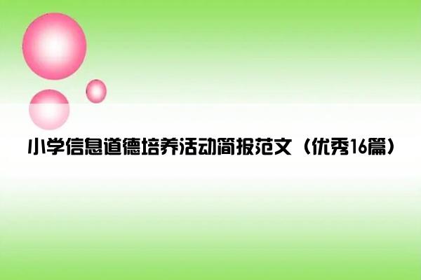 小学信息道德培养活动简报范文（优秀16篇）