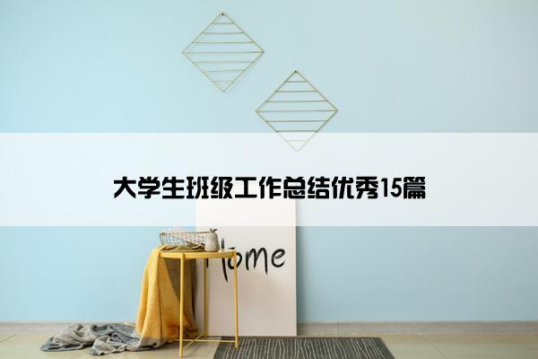 大学生班级工作总结优秀15篇