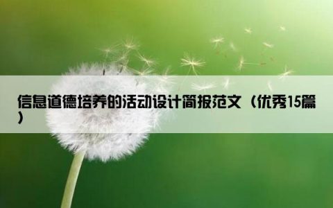信息道德培养的活动设计简报范文（优秀15篇）