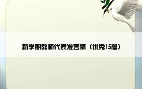 新学期教师代表发言稿（优秀15篇）