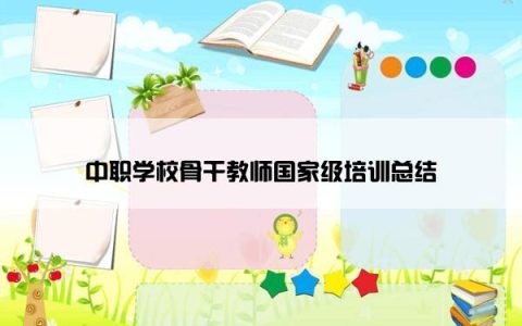 中职学校骨干教师国家级培训总结