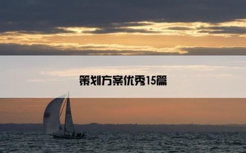 策划方案优秀15篇