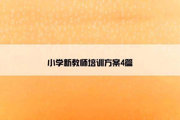 小学新教师培训方案4篇