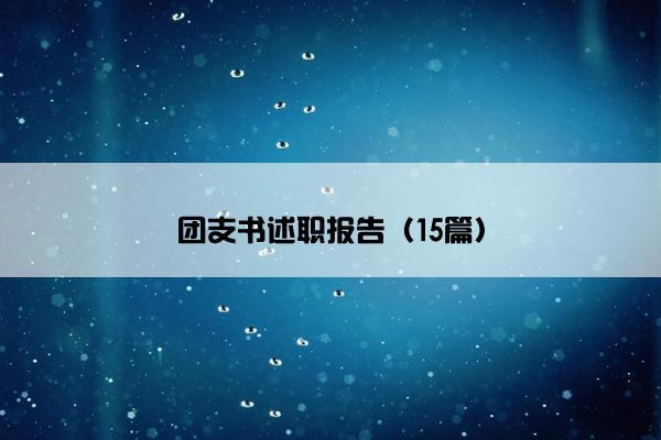 团支书述职报告（15篇）