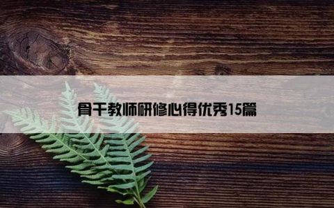 骨干教师研修心得优秀15篇