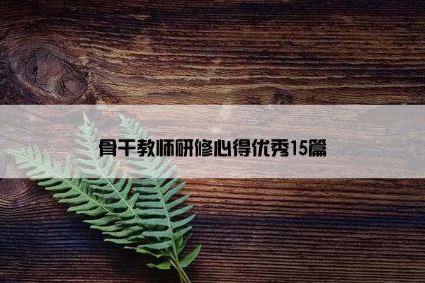 骨干教师研修心得优秀15篇