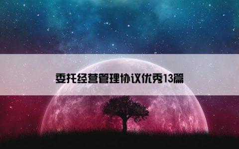 委托经营管理协议优秀13篇