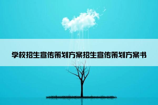 学校招生宣传策划方案招生宣传策划方案书