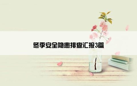 冬季安全隐患排查汇报3篇