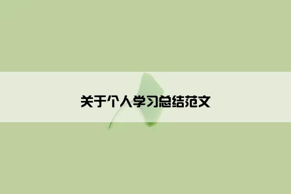 关于个人学习总结范文