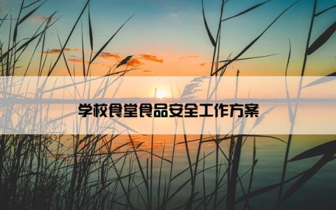 学校食堂食品安全工作方案