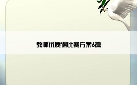 教师优质课比赛方案6篇