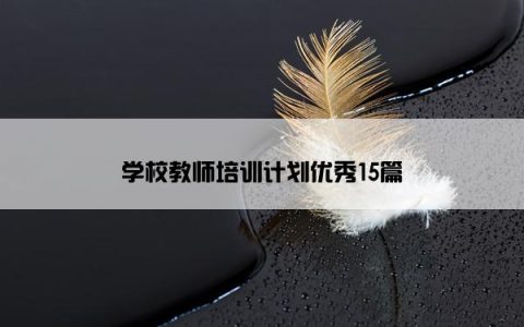 学校教师培训计划优秀15篇