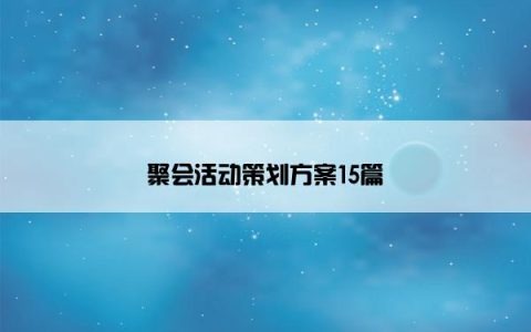 聚会活动策划方案15篇