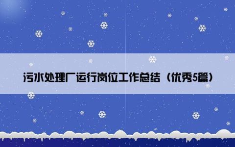 污水处理厂运行岗位工作总结（优秀5篇）