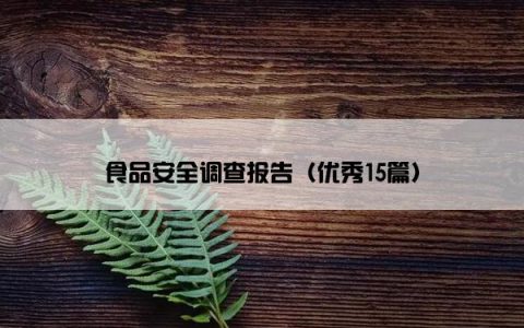食品安全调查报告（优秀15篇）