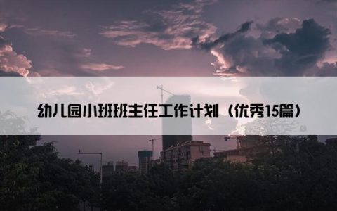 幼儿园小班班主任工作计划（优秀15篇）