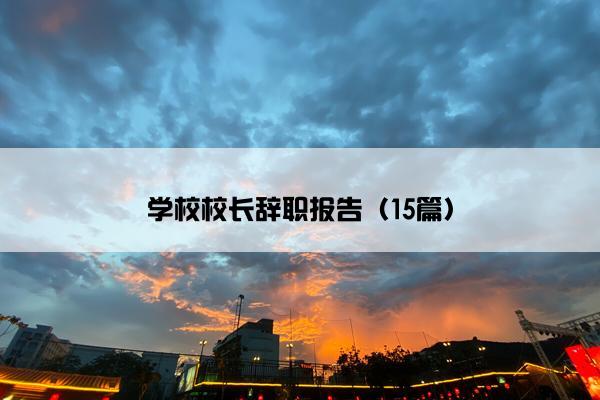 学校校长辞职报告（15篇）