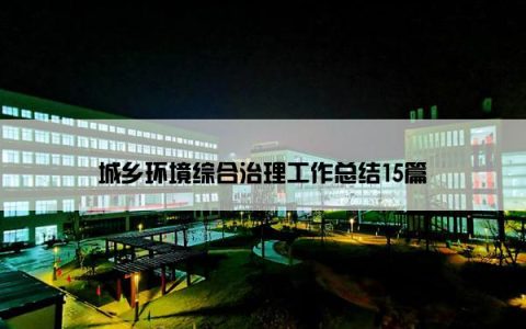 城乡环境综合治理工作总结15篇