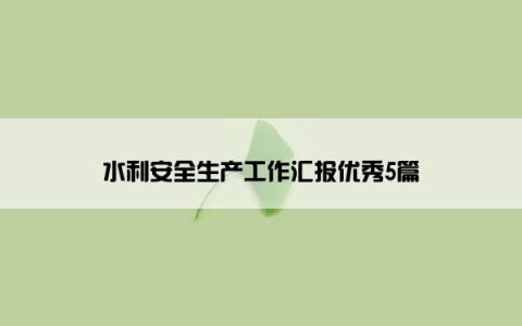 水利安全生产工作汇报优秀5篇