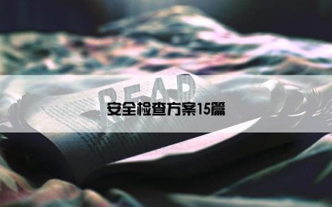 安全检查方案15篇