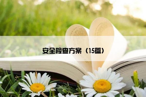 安全检查方案（15篇）