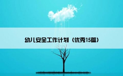 幼儿安全工作计划（优秀15篇）