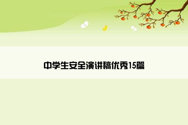 中学生安全演讲稿优秀15篇