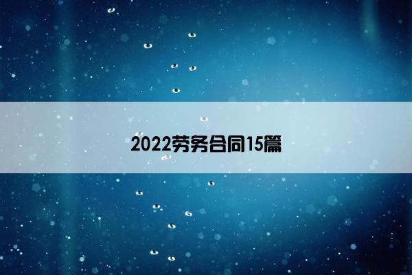 2022劳务合同15篇