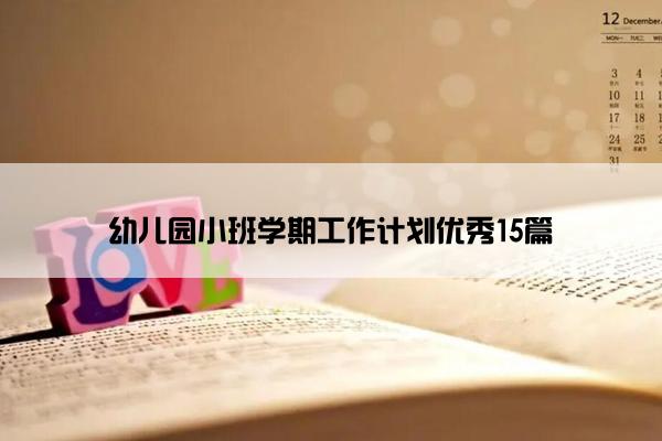 幼儿园小班学期工作计划优秀15篇