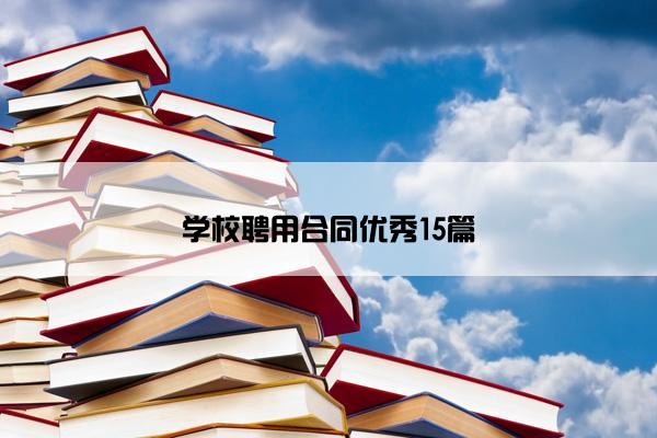 学校聘用合同优秀15篇