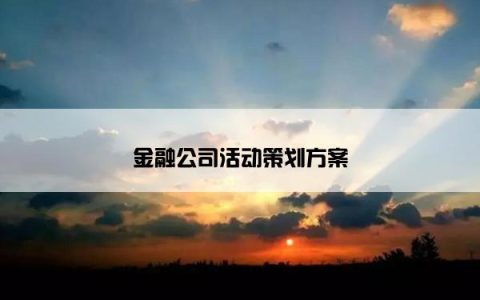 金融公司活动策划方案