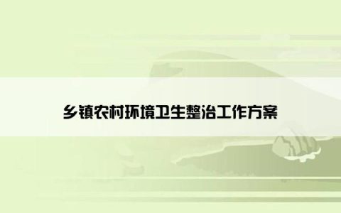 乡镇农村环境卫生整治工作方案