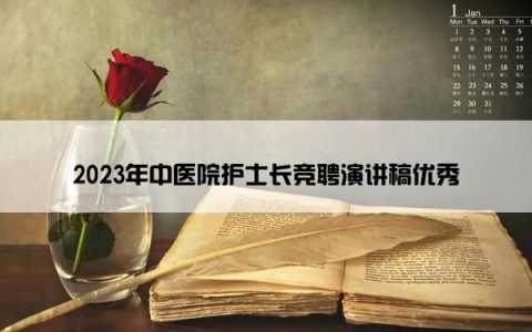 2023年中医院护士长竞聘演讲稿优秀