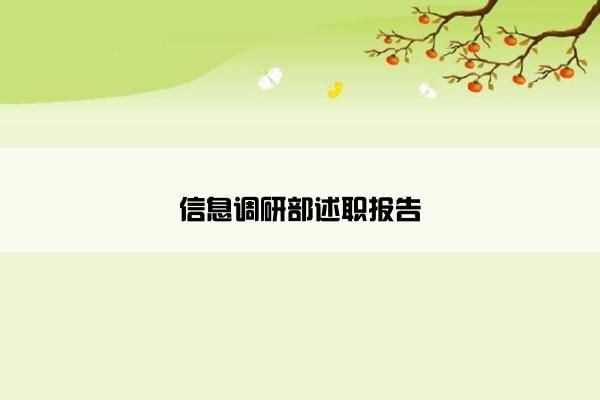 信息调研部述职报告