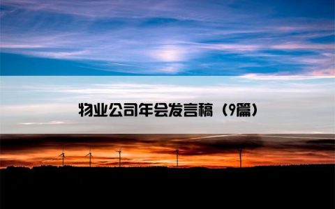 物业公司年会发言稿（9篇）