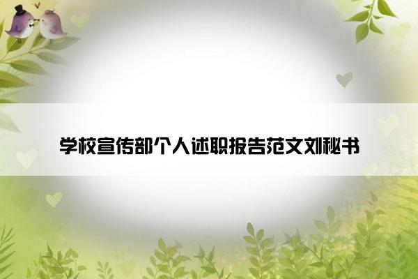 学校宣传部个人述职报告范文刘秘书