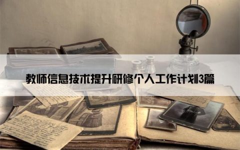 教师信息技术提升研修个人工作计划3篇