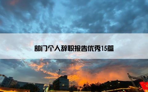 部门个人辞职报告优秀15篇
